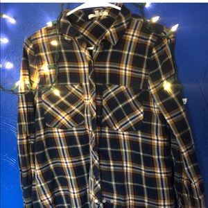 Yellow and navy blue flannel